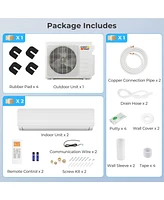 18K Btu(24000 Btu Ashrae) 2 Zone 12K Btu 20 SEER2 Mini Split Air Conditioner Work with Alexa