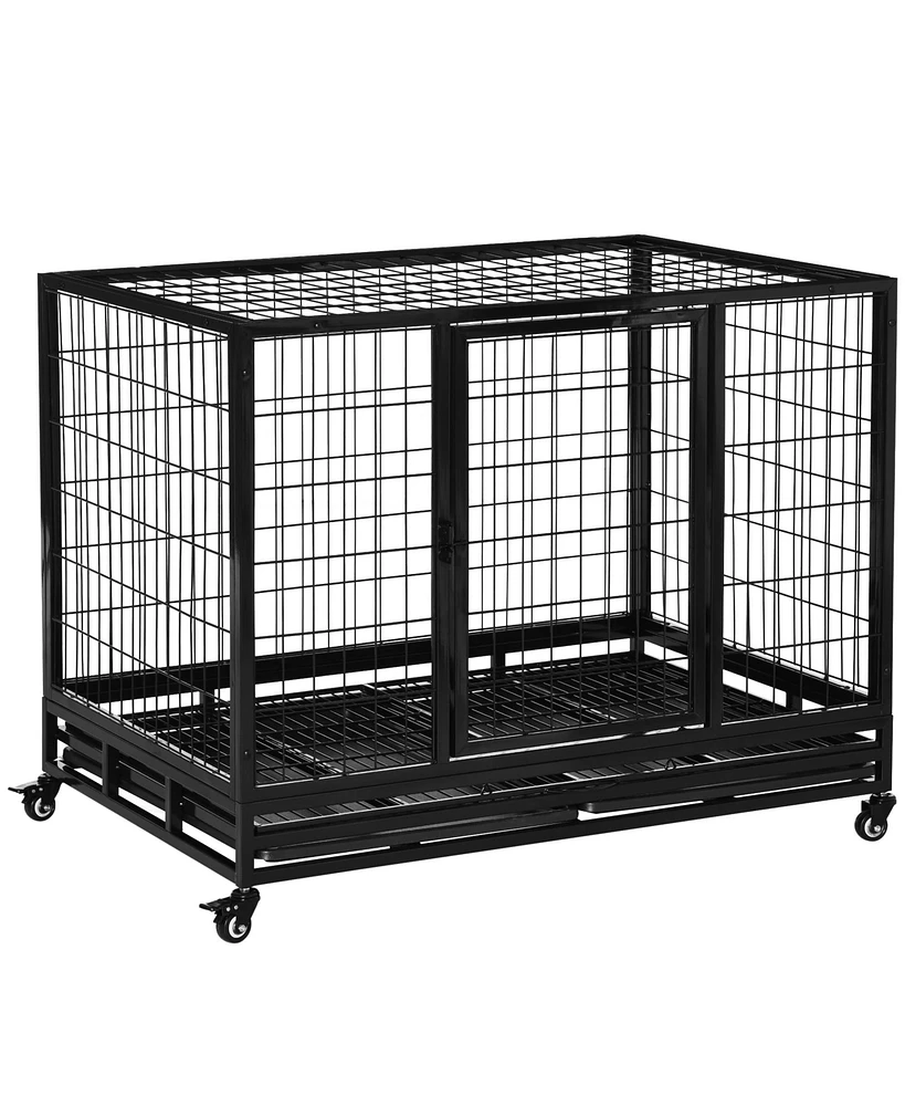 PawHut 43" Heavy Duty Dog Crate, Indestructible Dog Cage Kennel,