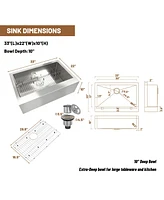 Casainc 33inch L Single Bowl Stainless Steel Kitchen Sink