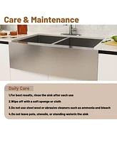 Casainc 33inch L x 22inch W Double Basin Farmhouse Kitchen Sink with Accessories