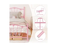 gaomon Twin Size Bed Frame, Heart Shaped Metal Bed Frame with Headboard and Footboard, Platform Bed Frame with Sturdy Slat Support