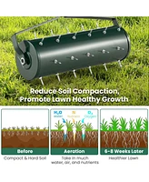 Mecale 21 Inch Manual Lawn Aerator with Detachable Handle Filled with Sand or Stone