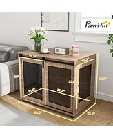 PawHut 39" Dog Crate Furniture with Sliding Barn Door, for Large Dogs