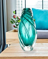 Dale Tiffany 12.75" Aqua Swirl Art Glass Vase