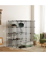 PawHut Diy Cat Cage Indoor with Hammock, for 1-3 Cats, 3 x 3 x 4,