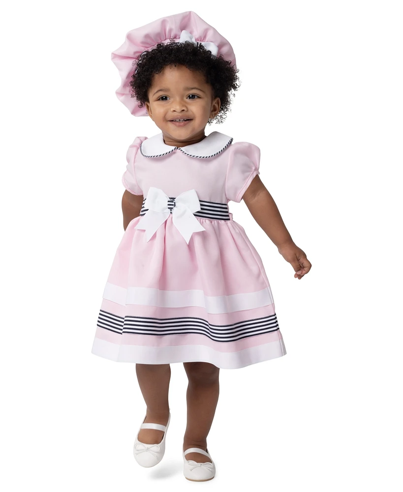 Rare Editions Baby Girl Sailor Dress with Matching Hat, 2-Piece Set