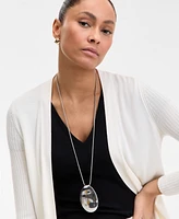 I.n.c. International Concepts Silver-Tone Sculptural Disc Long Pendant Necklace, 33" + 3" extender, Exclusively at Macy's