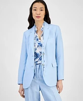 Anne Klein Women's Linen Blend Notch-Lapel Button-Front Blazer