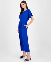 Anne Klein Women's Linen Blend Drawstring-Waist Ankle Pants