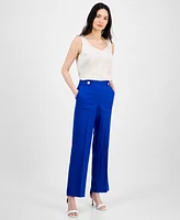 Anne Klein Women's High Rise Side-Tab Pull-On Pants