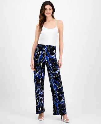 Anne Klein Women's Printed Pull-On Wide-Leg Pants