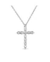 Bling Jewelry Necklace Minimalist Sterling Silver Cross Pendant with Cubic Zirconia