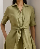 Lauren Ralph Petite Tie-Front Linen Shirtdress