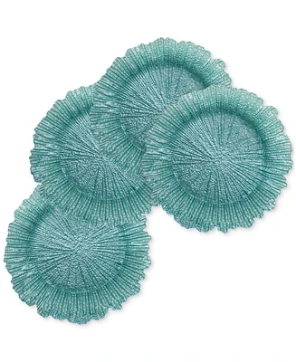 American Atelier Reef Glass Turquoise Charger Plate 13", Set of 4
