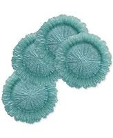 American Atelier Reef Glass Turquoise Charger Plate 13", Set of 4