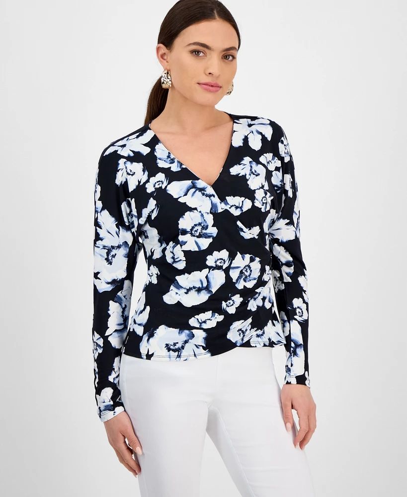 I.n.c. International Concepts Petite Dolman-Sleeve Floral-Print Top, Exclusively at Macy's