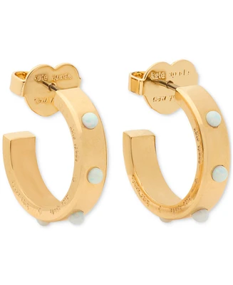 Kate Spade New York Gold-Tone Imitation Opal Huggie Hoop Earrings, 0.625"