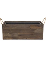 Outdoor Rectangle Acacia Wood Planter Box with Handles - 20.75 Inches Wide - Indoor and Outdoor Use