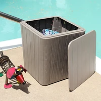 11.5-Gallon Outdoor Deck Box - Weather-Resistant Side Table with Storage for Cushions, Garden Tools, Pool Supplies - Driftwood - Faux Plank