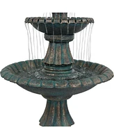 Sunnydaze Decor Nouveau 41-Inch Tall 2-Tier Outdoor Garden Water Fountain - Green