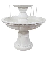 Sunnydaze Decor 57" H Welcome 3-Tier Outdoor Water Fountain - Large Traditional Water Feature with Pineapple Topper - White