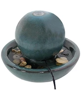 Sunnydaze Decor 7-Inch Ceramic Indoor Tabletop Water Fountain with Orb Design - Electric Submersible Pump with Adjustable Flow