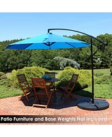 Sunnydaze Decor 9.5-Foot Cantilever Umbrella with Air Vent, Cross Base, and Crank - Polyester Shade and Steel Pole