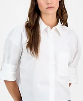 And Now This Women's Boxy Cotton Button-Front Shirt