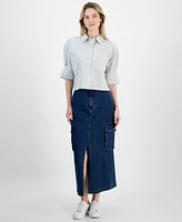 And Now This Women's Cotton Relaxed-Fit Striped Shirt