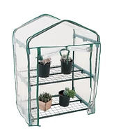 Outdoor Portable -Tier Mini Greenhouse with Roll-up Zippered Door and Steel Wire Shelves