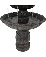 Sunnydaze Decor Classic Tulip 46-Inch 3-Tier Polystone Outdoor Water Fountain - Electric Submersible Fountain