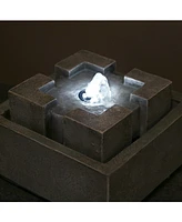 Sunnydaze Decor Square Dynasty Bubbling Indoor Tabletop Water Fountain - Tabletop Water Feature - 7-Inch Square Indoor