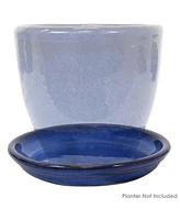 Ceramic Outdoor Flower Pot Saucers Set of - Uv- and Frost-Resistant - Imperial Blue Glazed Finish