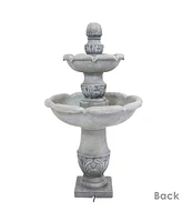 Sunnydaze Decor 50-Inch 2-Tier French Garden Outdoor Water Fountain - Glass Fiber Reinforced Concrete Construction - Dusty Gray