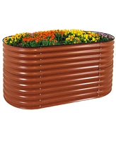 Sunnydaze Decor -Inch Oval Raised Garden Bed - Stackable Steel Vegetable Flower Bed Planter Kit with Rubber Edge Trim