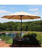 Sunbrella 9-Foot Patio Umbrella with Auto Tilt and Crank - Rust-Resistant Aluminum Pole