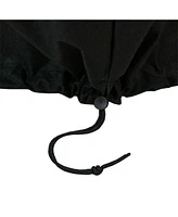 Round Outdoor Fire Pit Cover - Heavy-Duty 300D Polyester and Pvc with Drawstring Closure - Black