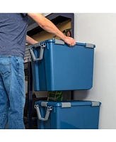 Iris Usa 103qt Weatherpro Wheeled Plastic Storage Bin with Seal Latching Lid and 6Buckles, Pull Handle 2Pk