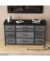 gaomon Dresser for Bedroom 55''Tv Stand with Power Outlet & Led Wide Dresser with 10 Large Drawers