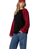 Edikted Womens Oversized Raglan Long Sleeve T Shirt