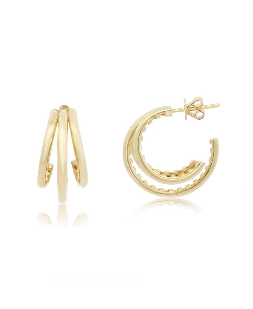 The Lovery Gold Triple Hoop Earrings 14K Gold