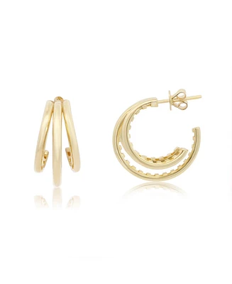 The Lovery Gold Triple Hoop Earrings 14K Gold