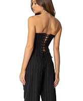 Edikted Women's Aliza Strapless Pinstripe Corset