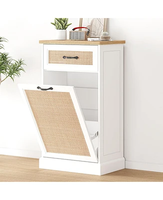 gaomon Tilt Out Trash Cabinet with Natural Rattan