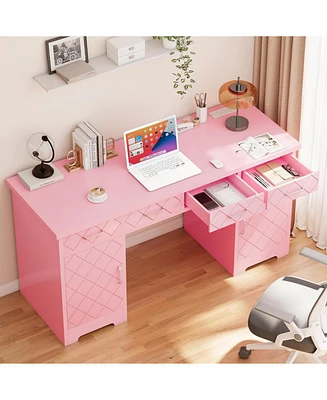 gaomon Wood Computer Desk with Cabinet and Drawers