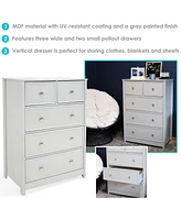 5-Drawer Vertical Beadboard Dresser - Gray - 43.5-Inch Tall