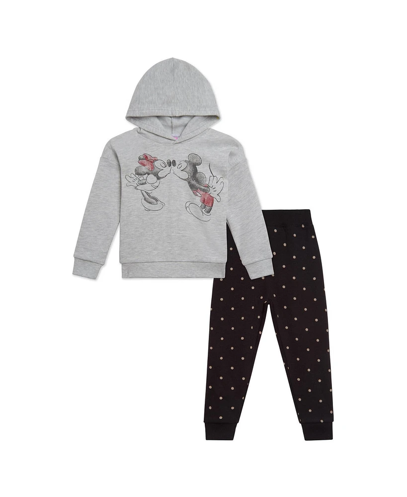 Minnie Mouse Girls Disney Fleece Pullover Hoodie and Pants Outfit Set