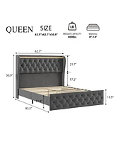 gaomon Queen Led Bed Frame with Charging Station