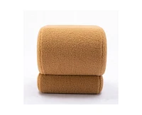 The Pop Home Modern S-Shape Makeup Stool, Teddy Fabric Upholstered Footstool, Comfy Ottoman for Bedroom, Living Room, and Dressing Table-The