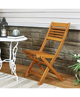 Sunnydaze Decor Meranti Wood Outdoor Folding Patio Chairs - Set of 2 - Teak Oil Finish